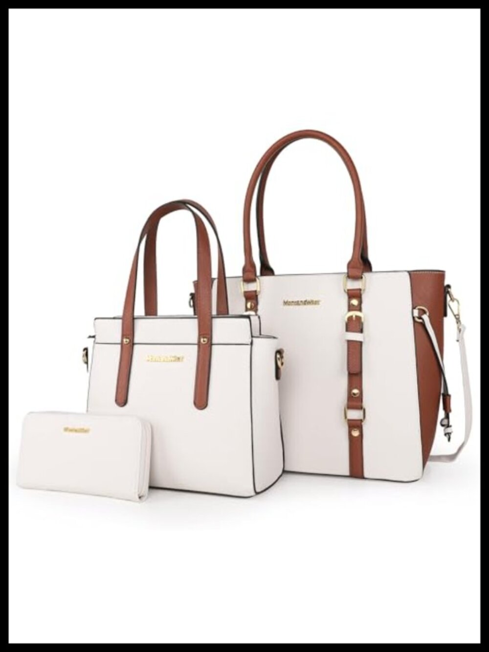 Women's PU Leather 3-Piece Tote Bag Satchel Handbag and Wallet Set